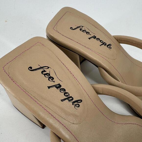 Free People sandals heels womens 37 7 tan square toe parker boho festival summer - Picture 5 of 8